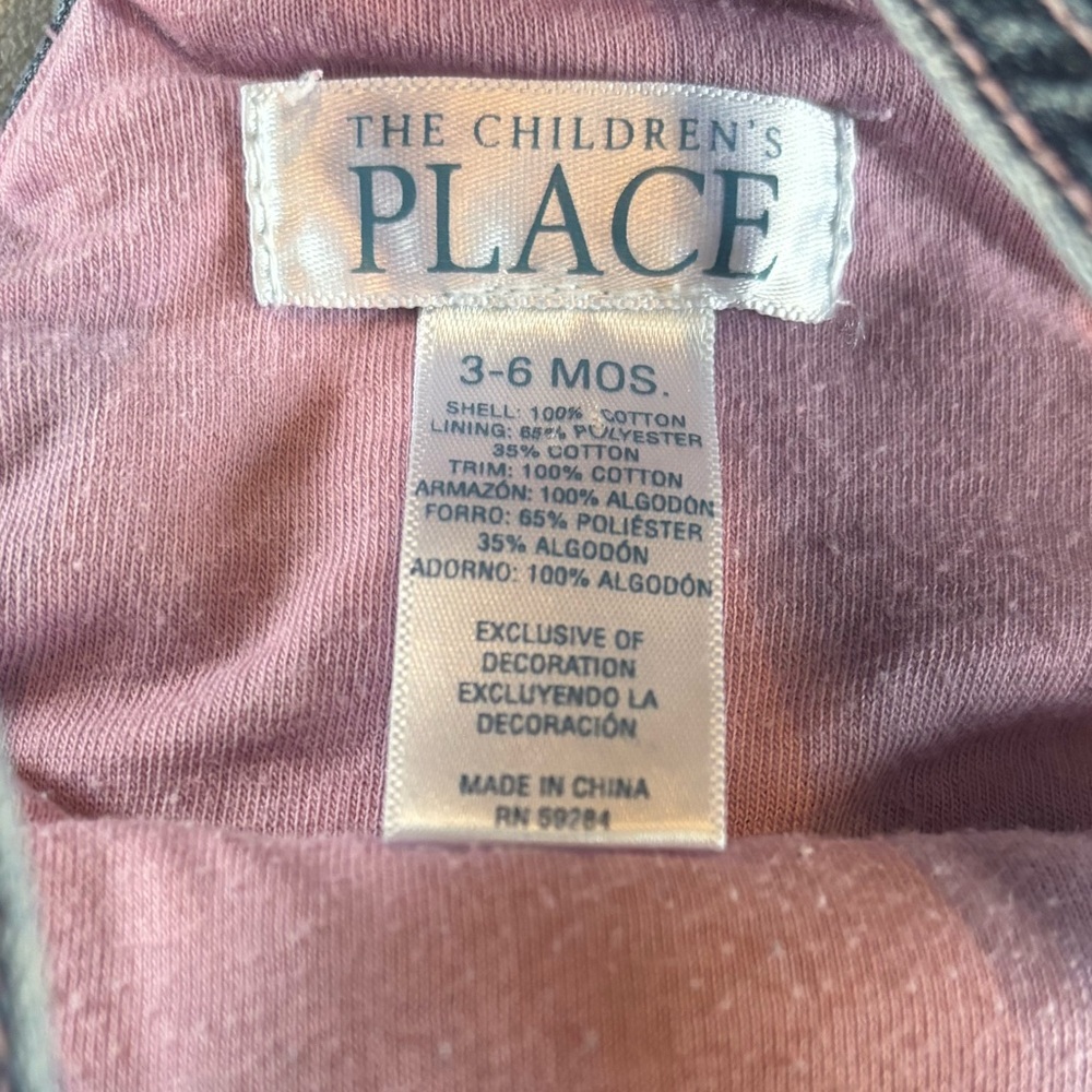 Early 2000s The Children’s Place 3-6M Denim Overall Dress Pink Plaid Ruffle - Picture 5 of 7